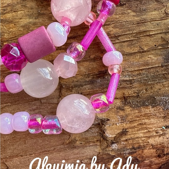 Pink quartz bracelet stack - Picture 3 of 3